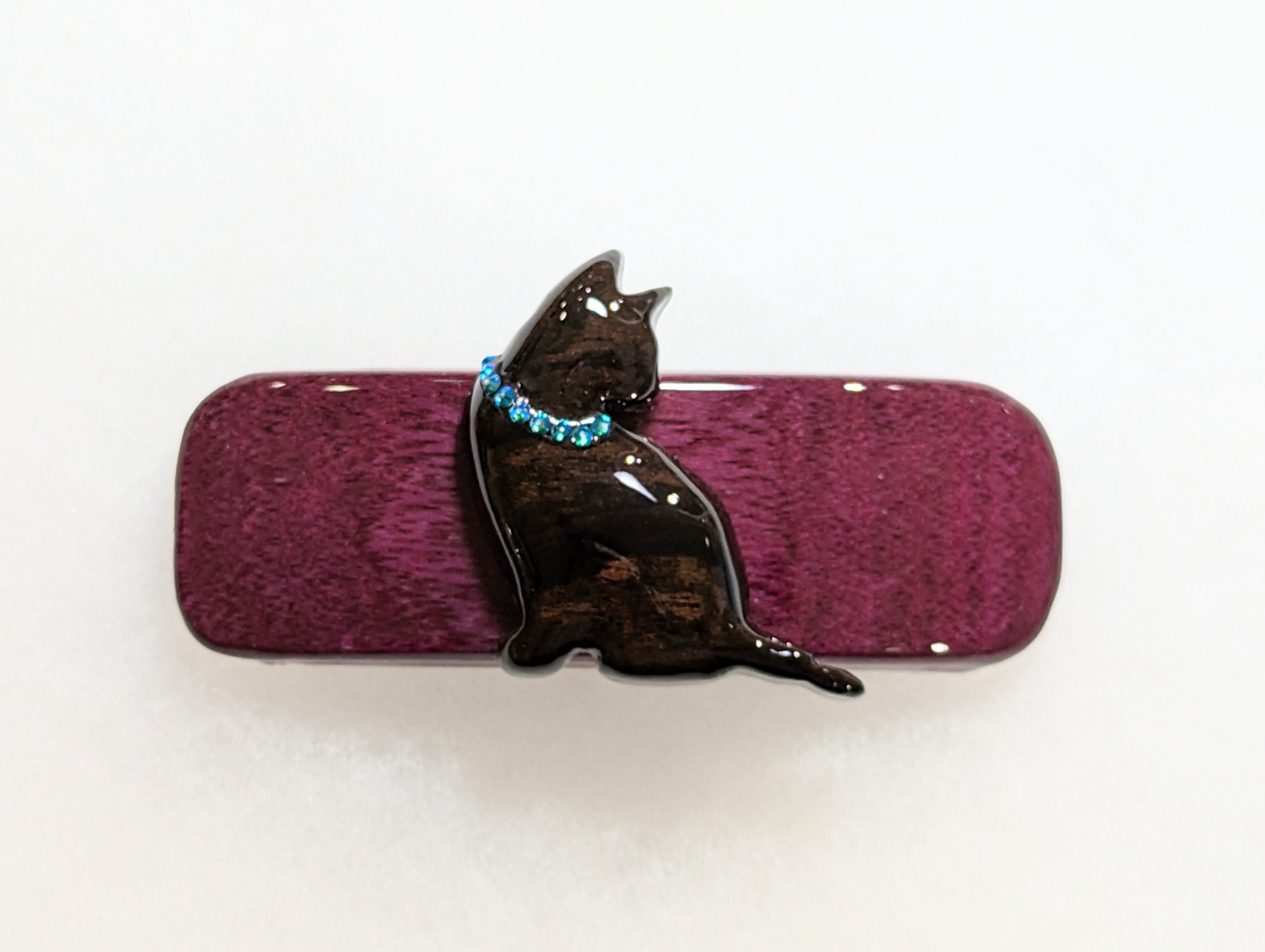 木製　バレッタ　(ねこ)