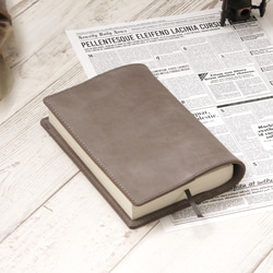 オーダー本革ブックカバー【グレー】（名入れ可、文庫本サイズ