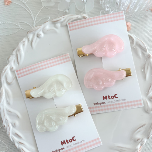 ベビー　赤ちゃん　ヘアクリップ　ヘアピン　ヘアゴム　ハート　羽　天使の羽　桃 ベビー 赤ちゃん ヘアクリップ ヘアピン ヘアゴム ハート 羽 天使の羽