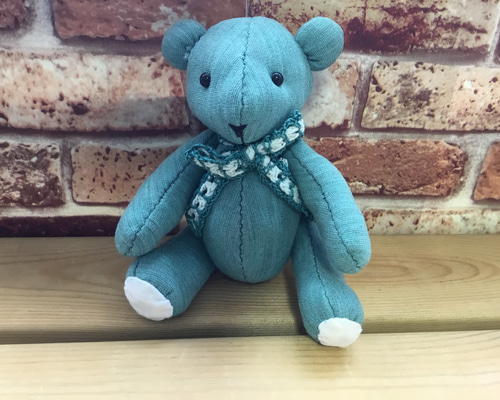 ハンドメイド テディベア モスグリーン ぬいぐるみ ハナフイ