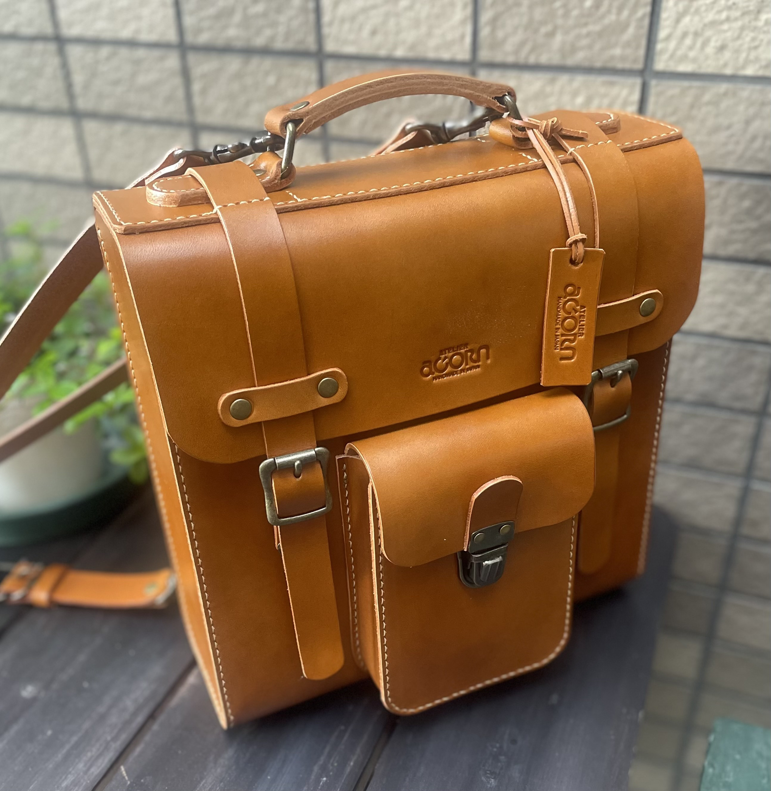 《　30%OFF  》　ヌメ革　リュック　キャメル　手縫い　☆送料無料