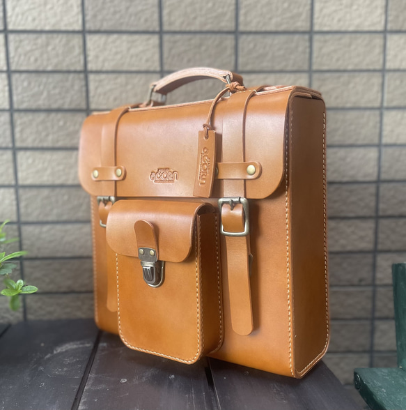 30%OFF 》 ヌメ革 リュック キャメル 手縫い ☆送料無料 リュック