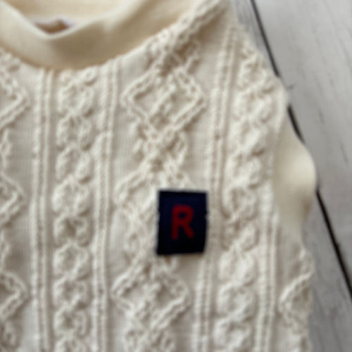 受注制作】アラン風ニット白タンクトップ ペット服・アクセサリー Razu