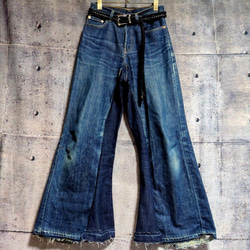 ㉒オリジナル リメイク デニム ワイドフレア ジーンズ ドッキング