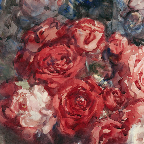 薔薇の絵画アートポスター☆赤色ピンク色エレガント結婚式