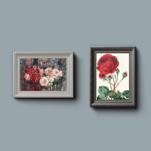 薔薇の絵画アートポスター☆赤色ピンク色エレガント結婚式ゴージャス