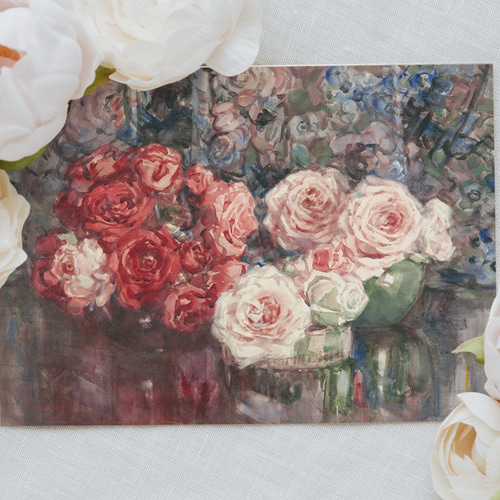 薔薇の絵画アートポスター☆赤色ピンク色エレガント結婚式