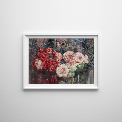 薔薇の絵画アートポスター☆赤色ピンク色エレガント結婚式