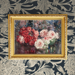 薔薇の絵画アートポスター☆赤色ピンク色エレガント結婚式ゴージャス