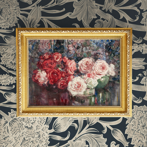 薔薇の絵画アートポスター☆赤色ピンク色エレガント結婚式
