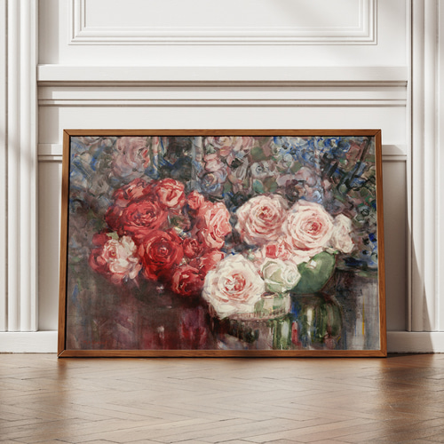 薔薇の絵画アートポスター☆赤色ピンク色エレガント結婚式