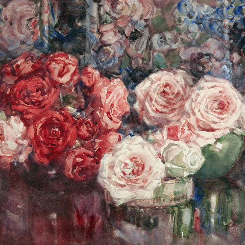 薔薇の絵画アートポスター☆赤色ピンク色エレガント結婚式