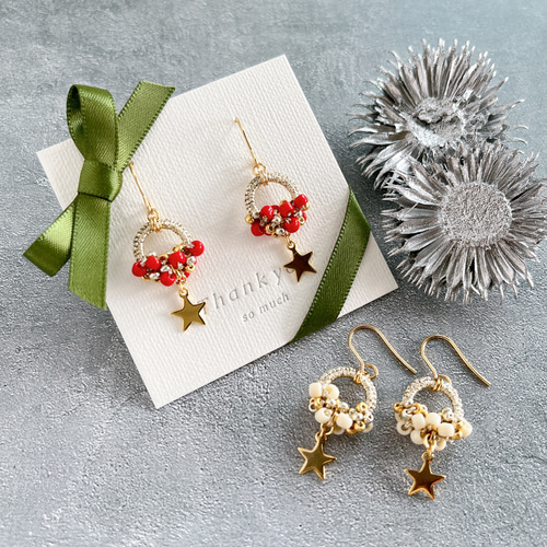 12月15日まで＊クリスマス限定☆デザインリングピアスorイヤリング 