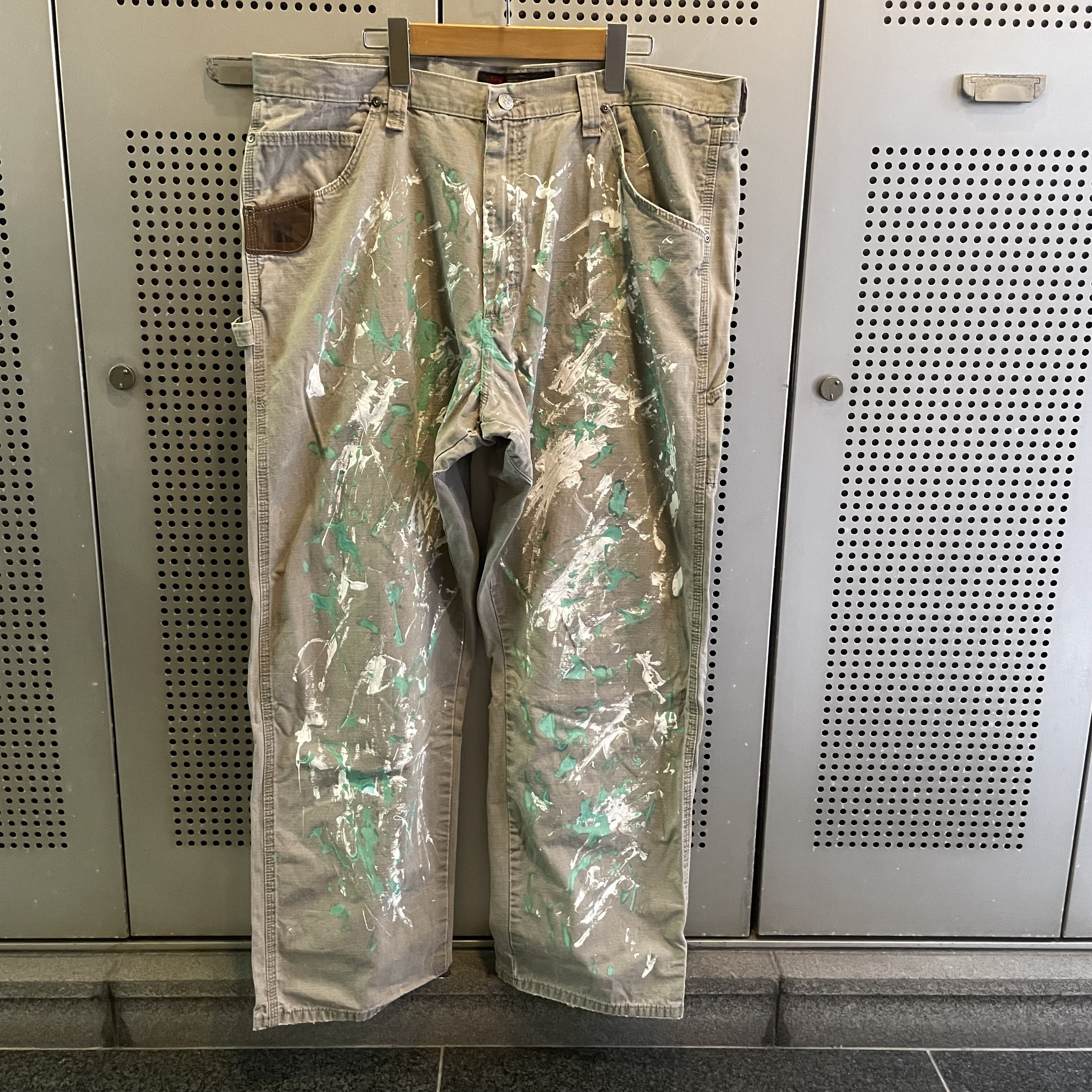 ハンドペイント 古着 ボロ スラックス メモリアルパンツ ヴィンテージ リメイク