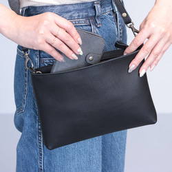 【姫路レザー】レザーサコッシュ 中サイズ ショルダーバッグ  本革  全3色 NC3420S 6枚目の画像