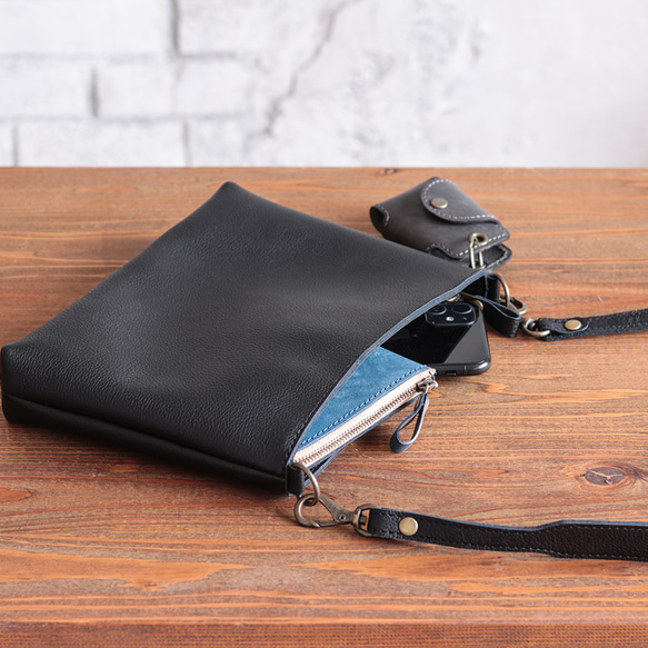 【姫路レザー】レザーサコッシュ 中サイズ ショルダーバッグ  本革  全3色 NC3420S 4枚目の画像