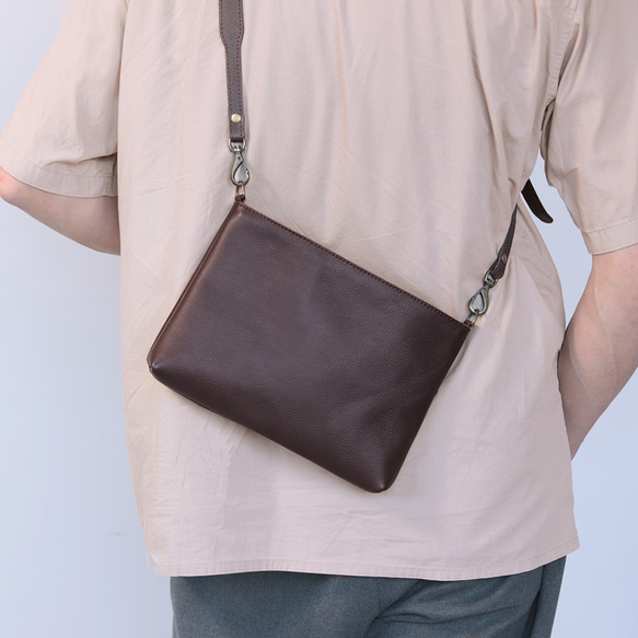 【姫路レザー】レザーサコッシュ 中サイズ ショルダーバッグ  本革  全3色 NC3420S 5枚目の画像