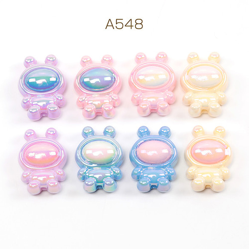 A548 12個 アクリルビーズ うさぎビーズ ウサギロボットビーズ