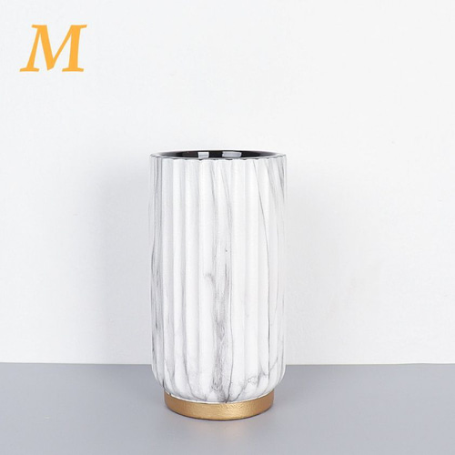 大理石パターン ホワイトフラワーベース 花瓶 フラワースタンド