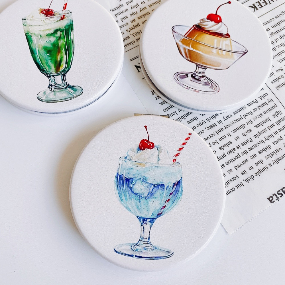 喫茶店のクリームソーダ コンパクトミラー blue ソーダ水 手鏡 momoxx  