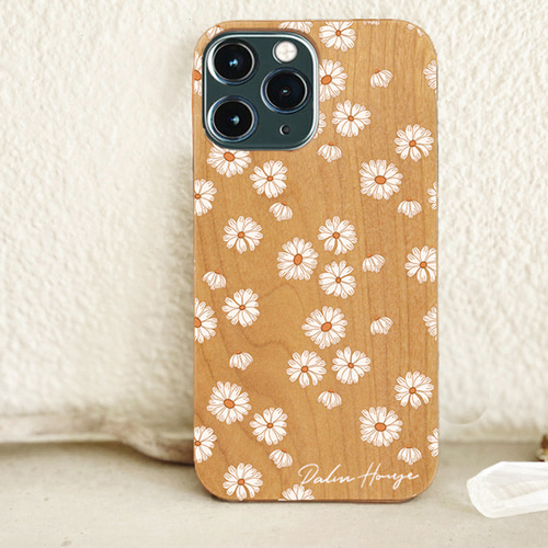 天然木♡名入れ♪NAKED DAISY iPhoneケース デイジー 花柄 ホワイト