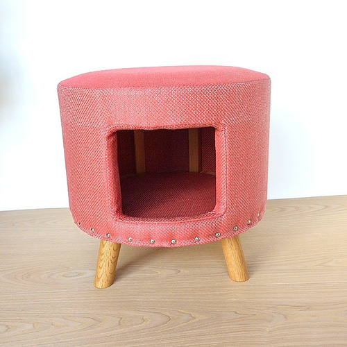 猫ハウス スツール 椅子 キャットハウス Lサイズ 赤色 ハウス