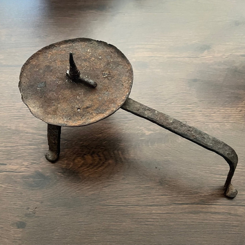 鉄の 灯火器 鉄製 灯火器 古美術 鉄製燭台 古道具 アンティーク 朝鮮美術 李朝鉄製六面灯火器 / 朝鮮時代後期 | tsuchika