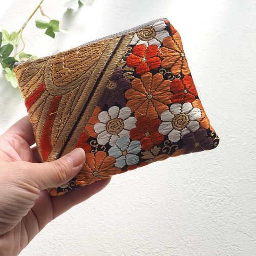 西陣織】着物帯リメイク✧*ミニポーチ（縁起もの/一点物/京都西陣/着物