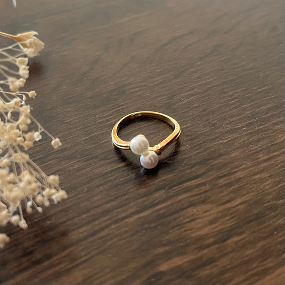 本物＞ K18 本純金 本物真珠 パール 9号 指輪・リング antique art 