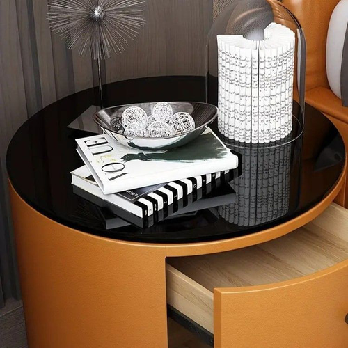 ベッドサイドテーブル 無垢材 おしゃれ 北欧風 モダン 丸 収納 スリムオレンジ ベッドサイドテーブル 無垢材 おしゃれ 北欧風 モダン 丸 収納 グレー