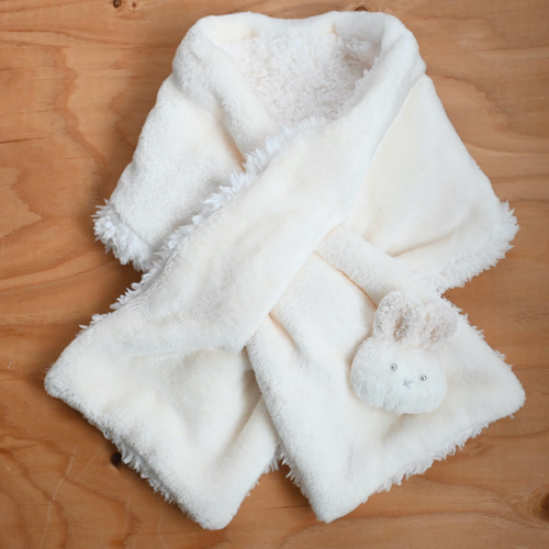 もふもふネックウォーマー 白うさぎちゃん付き ネックウォーマー