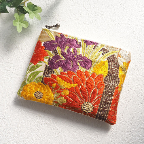 西陣織】着物帯リメイク✧*ミニポーチ（縁起もの/一点物/京都西陣/着物