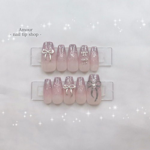 マグネットネイル フラッシュ リボンネイル ネイルチップ