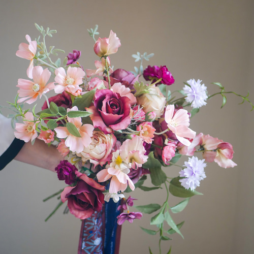 造花ブーケ　アーティフィシャルフラワー　ウェディングブーケ　前撮りブーケ オーダーブーケ カスタマイズOK】上質アーティフィシャル