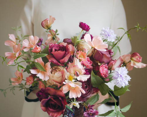 チューリップ　ウェディングブーケ　造花　アーティフィシャルフラワー　秋　前撮り ウェディングブーケ チューリップブーケ アーティフィシャル