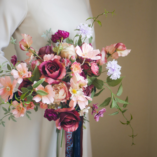 秋ブーケ 冬ブーケ ウェディングブーケ 前撮りブーケ 造花ブーケ