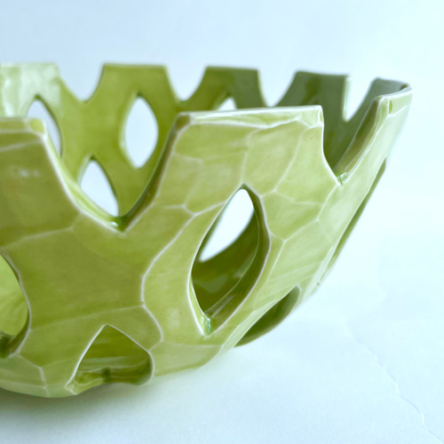 フルーツボウル 菓子鉢（グリーン）Fruits bowl (green) 陶磁器製 お椀