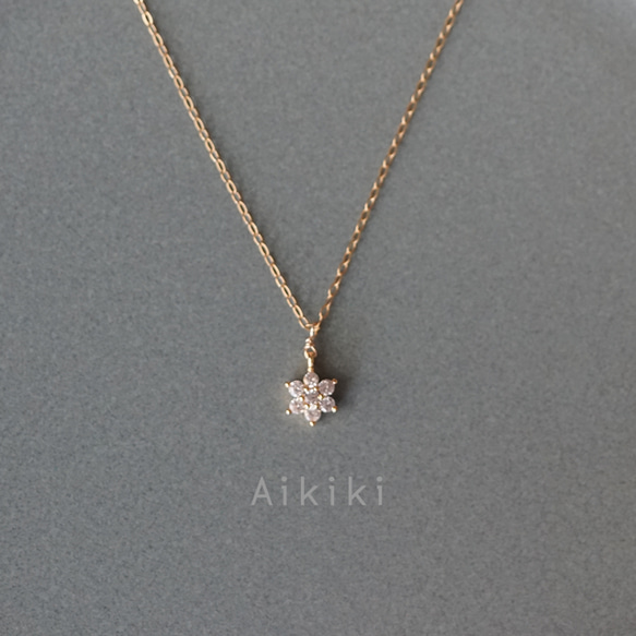 キュービックジルコニアのシンプル/スノー/フラワー/雪の結晶14kgfネックレス ( 40cm/45cm)[N:ZS] 1枚目の画像