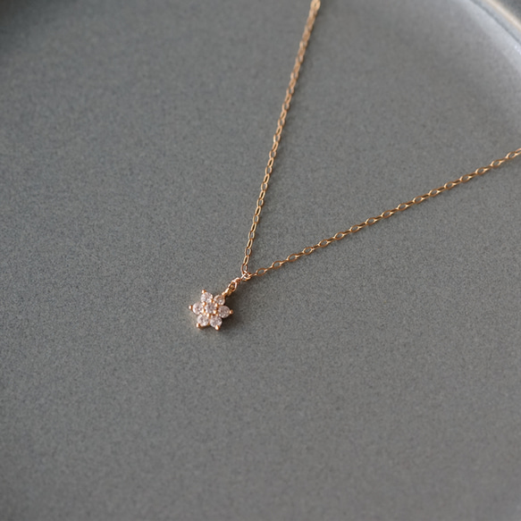 キュービックジルコニアのシンプル/スノー/フラワー/雪の結晶14kgfネックレス ( 40cm/45cm)[N:ZS] 3枚目の画像