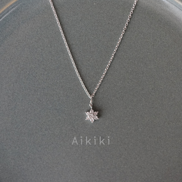キュービックジルコニアのシンプル/スノー/フラワー/雪の結晶14kgfネックレス ( 40cm/45cm)[N:ZS] 2枚目の画像