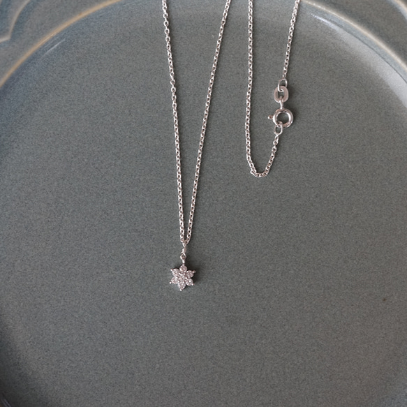 キュービックジルコニアのシンプル/スノー/フラワー/雪の結晶14kgfネックレス ( 40cm/45cm)[N:ZS] 6枚目の画像