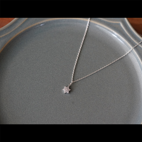 キュービックジルコニアのシンプル/スノー/フラワー/雪の結晶14kgfネックレス ( 40cm/45cm)[N:ZS] 5枚目の画像