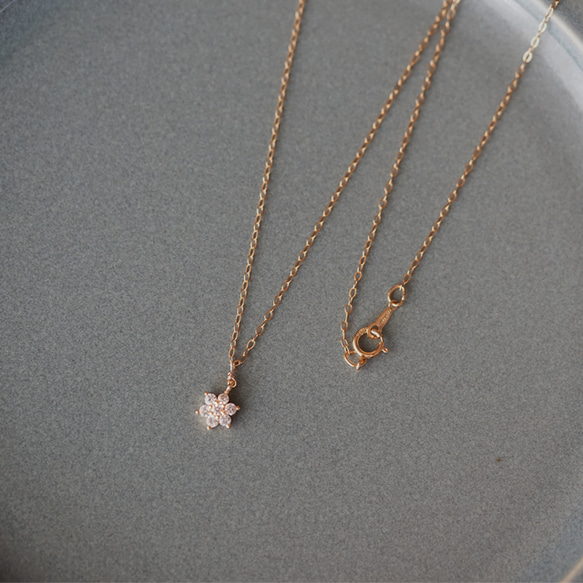 キュービックジルコニアのシンプル/スノー/フラワー/雪の結晶14kgfネックレス ( 40cm/45cm)[N:ZS] 4枚目の画像