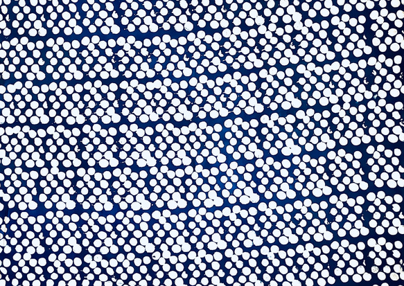 アフリカタイダイ染め　青×白水玉　幾何学柄 3枚目の画像
