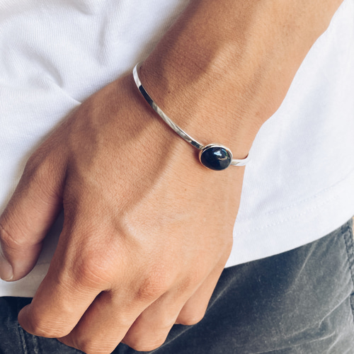 black opal bangle【silver925】シルバーバングル メンズ ブラック