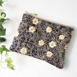 インド刺繍リボンのポーチ（コインケース/刺繍リボン/インド
