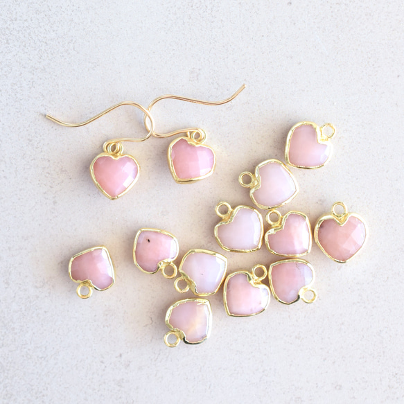 【限定数のみ・イヤリング変更可】小さなハート　ピンクオパール　フレーム　サージカルステンレスフックピアス 7枚目の画像