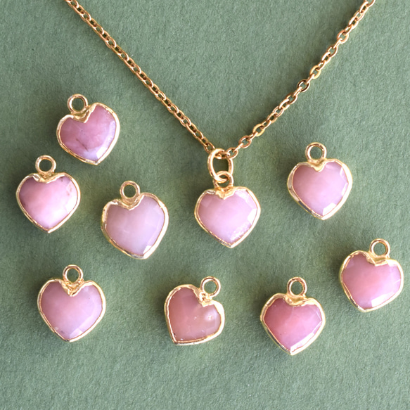 【限定数のみ】小さなハート　ピンクオパール　フレーム　サージカルステンレスネックレス40㎝ 1枚目の画像