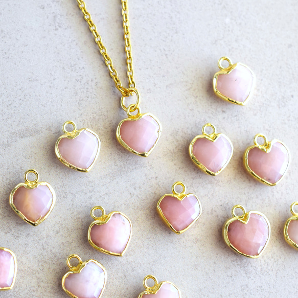 【限定数のみ】小さなハート　ピンクオパール　フレーム　サージカルステンレスネックレス40㎝ 3枚目の画像