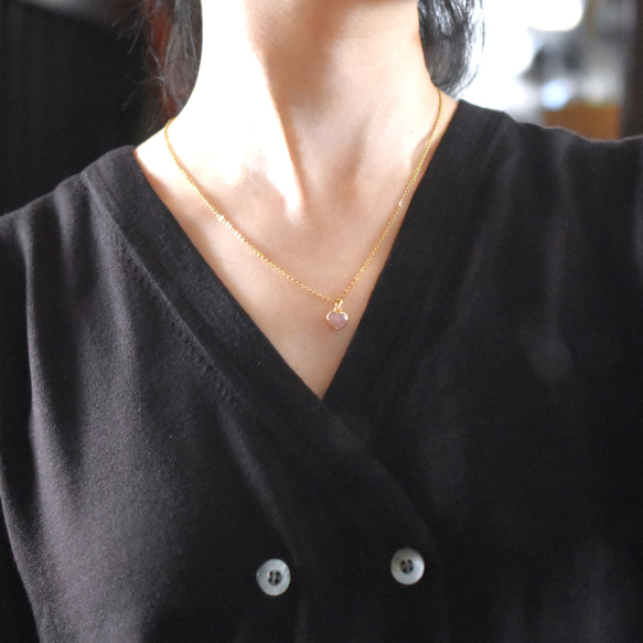 【限定数のみ】小さなハート　ピンクオパール　フレーム　サージカルステンレスネックレス40㎝ 10枚目の画像